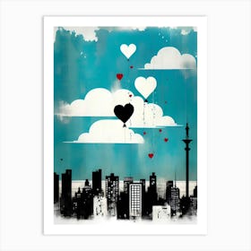 Cityscape With Hearts Art Print