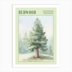 Redwood Tree Atmospheric Watercolour Painting 2 Poster Art Print