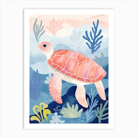 Playful Illustration Of Sea Turtle For Kids Room 4 Art Print