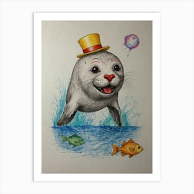 Seal In A Hat 1 Art Print