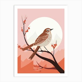 Minimalist Hermit Thrush 2 Illustration Art Print