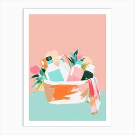 Basket Of Beauty Products Art Print