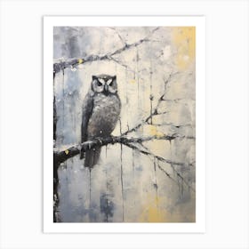 Vintage Winter Animal Painting Owl 3 Art Print