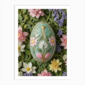 Decorated Easter Egg in the Flowers Art Print