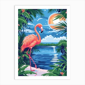 Greater Flamingo Pakistan Tropical Illustration 1 Art Print