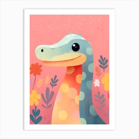 Colourful Dinosaur Elasmosaurus 1 Art Print