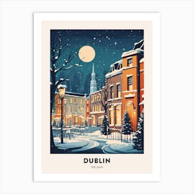 Winter Night  Travel Poster Dublin Ireland 2 Art Print