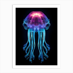 Lions Mane Jellyfish Neon Illustration 3 Art Print