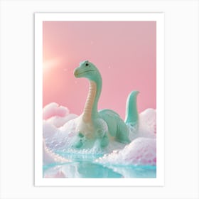 Pastel Toy Dinosaur In The Bubble Bath 1 Art Print