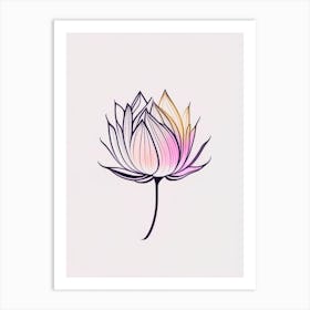 Lotus Flower, Buddhist Symbol Minimal Line Drawing 2 Art Print