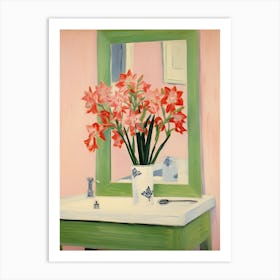 Bathroom Vanity Painting With A Gladiolus Bouquet 2 Art Print