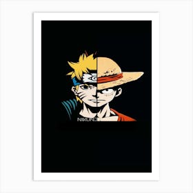 Naruto X Luffy Crossover Art Print