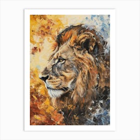 African Lion Lion In Different Seasons Acrylic Painting 1 Art Print
