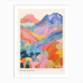Mount Vesuvius Italy 1 Colourful Mountain Illustration Poster Art Print