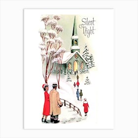 Going To The Church On A Christmas Silent Night Art Print