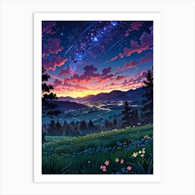 Night Sky Anime aesthetic 61 Art Print