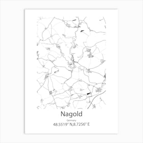 Nagold,Germany Minimalist Map Art Print