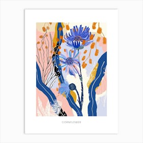 Colourful Flower Illustration Poster Cornflower 3 Art Print