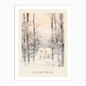 Winter Watercolour Polar Bear 1 Poster Art Print