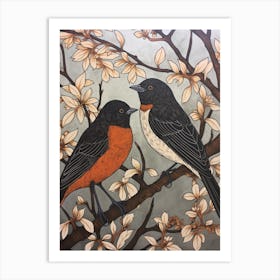 Art Nouveau Birds Poster Blackbird 4 Art Print