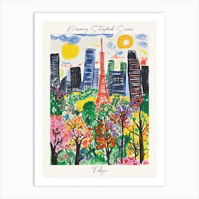 Poster Of Tokyo, Dreamy Storybook Illustration 3 Art Print