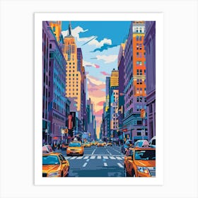 Fifth Avenue New York Colourful Silkscreen Illustration 2 Art Print