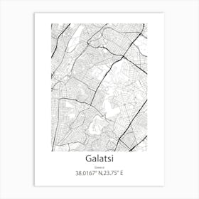 Galatsi,Greece Minimalist Map Art Print