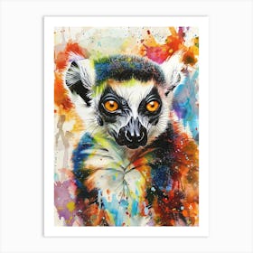 Lemur Colourful Watercolour 1 Art Print