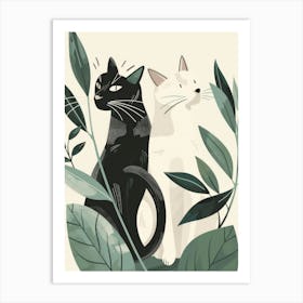 Black And White Cats 2 Art Print