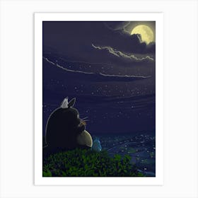 Totoro Playing the Ocarina Art Print