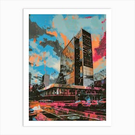 The United Nations Headquarters New York Colourful Silkscreen Illustration 3 Art Print