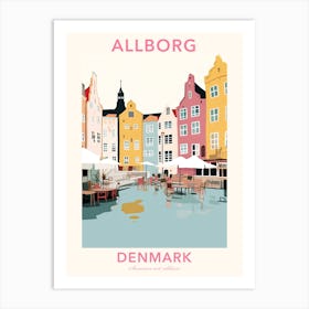 Allborg, Denmark, Flat Pastels Tones Illustration 1 Poster Art Print