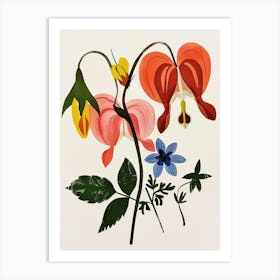 Painted Florals Bleeding Heart 3 Art Print