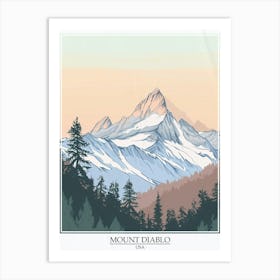 Mount Diablo Usa Color Line Drawing 5 Poster Art Print