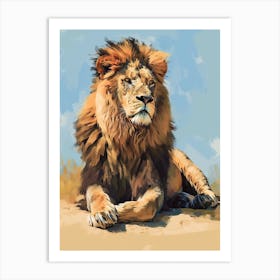 Barbary Lion Acrylic Painting 4 Art Print