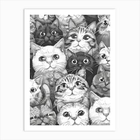 Perfectly Repeatable Artwork With Cute Cat Faces 65 Art Print