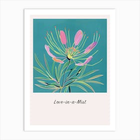 Love In A Mist 3 Square Flower Illustration Poster Art Print