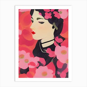 Pink Blossom Girl Art Print