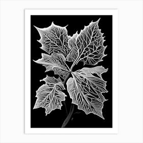 Witch Hazel Leaf Linocut 1 Art Print