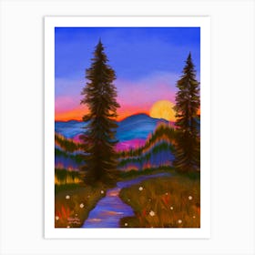 Sunset In The Woods Art Print