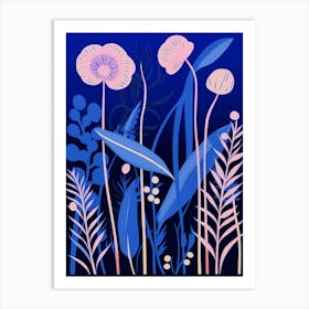 Blue Flower Illustration Fountain Grass 1 Art Print