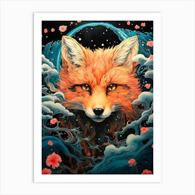 Fox In The Moonlight 4 Art Print