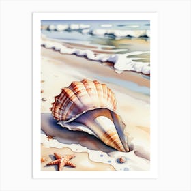 Seashell on the beach, watercolor painting 17 Art Print