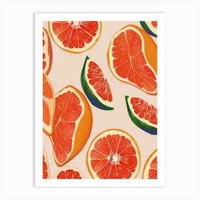 Grapefruit Abstract Pattern Illustration 1 Art Print