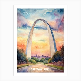 Gateway Arch National Park Watercolor Painting Art Print