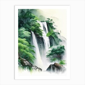 Shifen Waterfall, Taiwan Water Colour  (3) Art Print