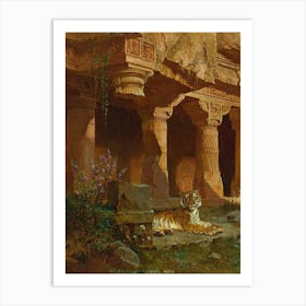 Vintage Tiger In A Cave Art Print