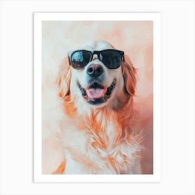 Golden Retriever In Sunglasses.Generated AI. Art Print Art Print