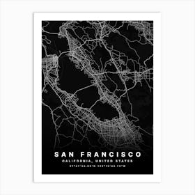 San Francisco California USA Black Map Póster