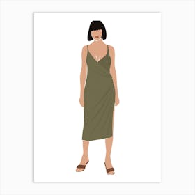 Woman In Green Dress Art Print